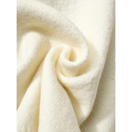 [Cozy Sweater] Cozy Long Sleeve V-Neck Sweater with Back Bow Detail | Women's Light Gray Polyester Blend Casual Fall/Winter Top, Machine Washable