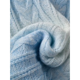 New Thickened Twisted Long Sleeve Sweater for Women in Lazy Style Blue Top