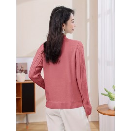 [Soft Ribbed Sweater] Soft Women's Ribbed Pullover Sweater | Long Sleeve Top, Solid Color Casual Chic All-Season Comfort for Versatile Occasions, Everyday Fashion, Comfortable Fit