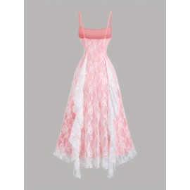 Elegant Off-Shoulder Lace Dress with Ruffle Hem and Bow Detail - Pink Floral Pattern, Sleeveless Summer Dress for Women, Perfect for Casual or Formal Occasions, Formal Attire | Offshoulder Dress | Lace Fabric