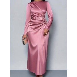 [Elegant Soft Pink Formal Gown] Elegant Women's Soft Pink Long Flowy Gown - Formal & Party Dress | Machine Washable Evening Wedding, Valentine's, Christmas Party Outfit | Sophisticated Design, Comfortable Fit, Glamorous Special Occasion Wear