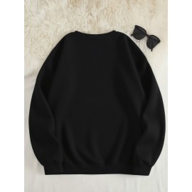 Women's Floral Print Crew Neck Sweatshirt - Pink with Multicolor Flower Design, All-Season Casual Pullover, Soft Machine-Washable Fabric, Cozy Everyday Sweater for Women (No Dry Clean)