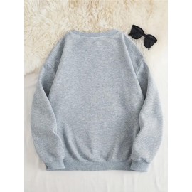 Women's Floral Print Crew Neck Sweatshirt - Pink with Multicolor Flower Design, All-Season Casual Pullover, Soft Machine-Washable Fabric, Cozy Everyday Sweater for Women (No Dry Clean)