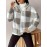 Women's Plush Coat - Non-Stretchy Beige & Brown Checkered Winter Jacket, Machine Washable Cold Weather Outerwear for Fall/Winter, Chic Everyday & Formal Events Coat, Winter Coats, Casual Winter Wear, Textured Fabric