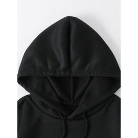 letter print hoodie, drawstring casual hooded sweatshirt for winter & fall, Women's clothing