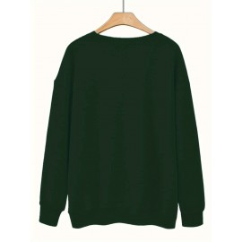 [Graphic Print Sweatshirt] Polyester Women's Puerto Rico Graphic Print Sweatshirt | Oversized Fit, Crew Neck Long Sleeve Pullover, Geometric Pattern with Applique Detail | Casual for Fall/Winter, Machine Washable