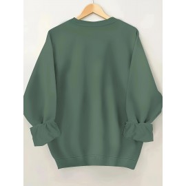 Women'S Casual Crew Neck Sweatshirt with Cat & Book Quote, 100% Polyester Knit Fabric, Animal Pattern, All-Season Lightweight 260gsm - Fall & Spring Fashion Top