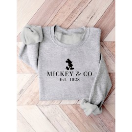 Women'S Mickey & Co. 1928 Graphic Sweatshirt - Cozy Crew Neck, Fall & Winter Casual Wear, Short Sleeve, Casual Attire | Graphic Sweatshirt | Casual Style, Mickey Mouse