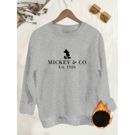 Women'S Mickey & Co. 1928 Graphic Sweatshirt - Cozy Crew Neck, Fall & Winter Casual Wear, Short Sleeve, Casual Attire | Graphic Sweatshirt | Casual Style, Mickey Mouse