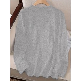 Women'S Long Sleeve T-Shirt - Blessed Script Lettering Top, Soft Everyday Casual Shirt for Everyday & Formal Outfits, All-Season Layering Essential Basic Tops for Women, Versatile Clothing, Classic Round Neckline, Durable Fabric