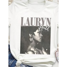 [LAUREN HILL T-Shirt] Polyester Women's White T-Shirt with 