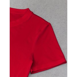 Women's Sexy Slim Fit Cropped T-Shirt - Dark Green joyful Face Tee, Machine Washable Casual Summer Top for Everyday Outfits & Parties, Ladies T Shirts, Weekend Fashion, Trendy Tee, Soft Texture, Short Sleeve Shirt, Fashion Lovers