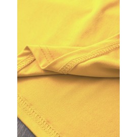 Women'S Y2K Graphic Tee - Cute Cartoon Character Design, 100% Polyester Casual Summer T-Shirt, Loose Fit, Easy Care, Vibrant Yellow with Black Outlines, Perfect for Casual Attire