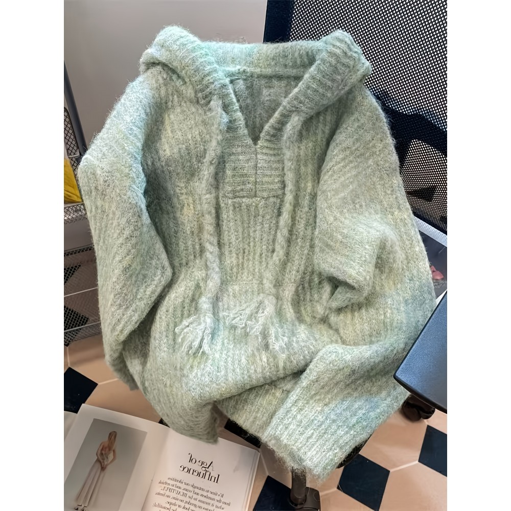 Women'S Casual Hooded Sweater with Adjustable Drawstring Hood - Soft Tie-Dye Pullover, Relaxed Fit Long Sleeve All-Season Comfort for Casual Attire, Hooded Sweatshirt, Comfortable Pullover, Durable Comfort Wear