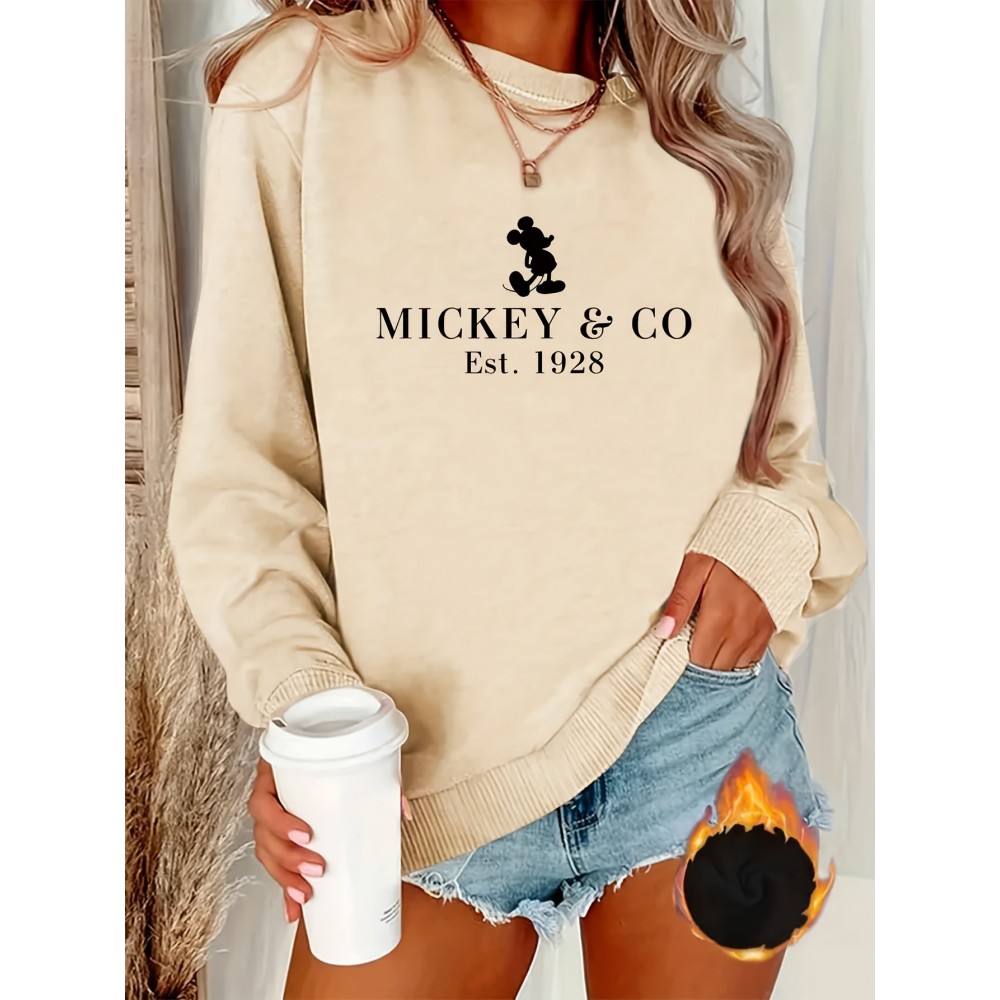Women'S Mickey & Co. 1928 Graphic Sweatshirt - Cozy Crew Neck, Fall & Winter Casual Wear, Short Sleeve, Casual Attire | Graphic Sweatshirt | Casual Style, Mickey Mouse