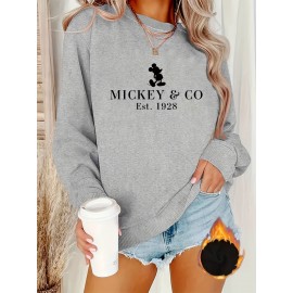 Women'S Mickey & Co. 1928 Graphic Sweatshirt - Cozy Crew Neck, Fall & Winter Casual Wear, Short Sleeve, Casual Attire | Graphic Sweatshirt | Casual Style, Mickey Mouse